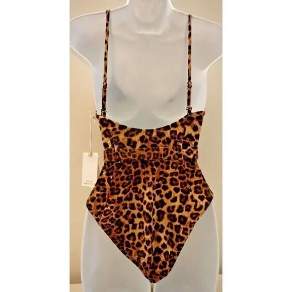 Good American GSW0020 Women's Sz 1/S Leopard Print Showoff 1-Pc Swimsuit - Picture 2 of 12